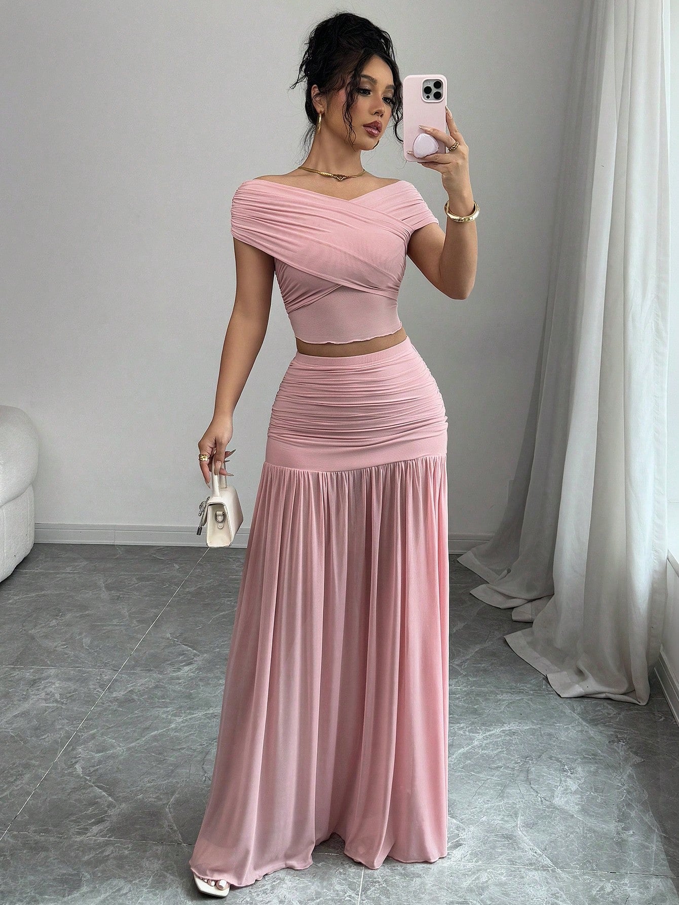 Ensemble élégant de couleur unie pour femmes