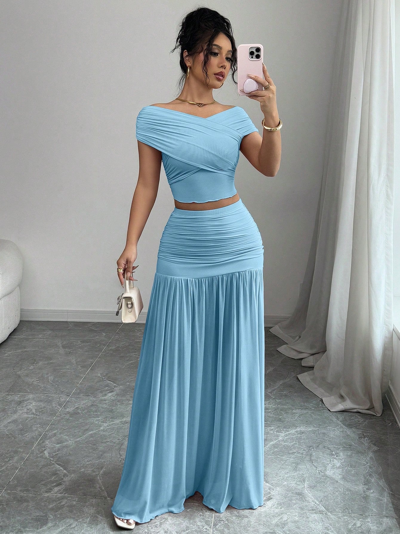 Ensemble élégant de couleur unie pour femmes