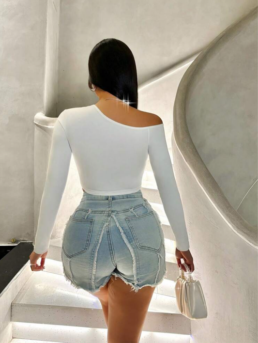 Haut sexy à col asymétrique